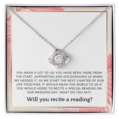 Wedding Ceremony Reader Proposal - Will You Read At Our Wedding - From The Bride and The Groom , Pink Floral and Boho Wedding Theme - Liliana and Liam