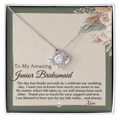 Junior Bridesmaid Gift - On My Wedding Day For Jr. Bridesmaid - Wedding Party Thank You Gift , Sage Green & Boho Wedding Theme - Liliana and Liam