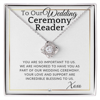 Wedding Ceremony Reader Gift, Lector Gift - Elegant White and Gold Wedding Theme