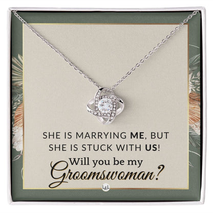 Groomswoman Proposal - Gift From Groom - Will You Be My Groomswoman - Wedding Party Accessories , Sage Green & Boho Wedding Theme - Liliana and Liam