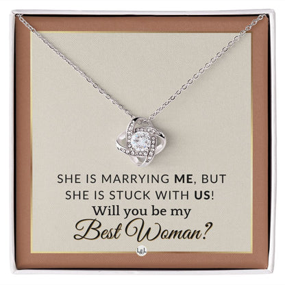 Best Woman Proposal - Gift From Groom - Will You Be My Best Woman - Wedding Party Accessories , Terracotta, Rust And Gold Wedding Theme - Liliana and Liam