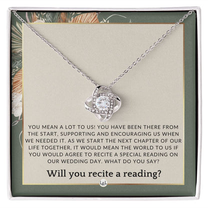 Wedding Ceremony Reader Proposal - Will You Read At Our Wedding - From The Bride and The Groom , Sage Green & Boho Wedding Theme - Liliana and Liam