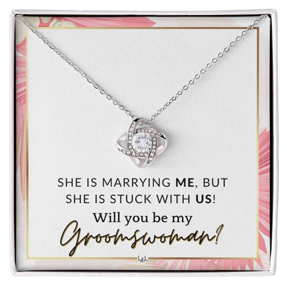 Groomswoman Proposal - Gift From Groom - Will You Be My Groomswoman - Wedding Party Accessories , Pink Floral and Boho Wedding Theme - Liliana and Liam