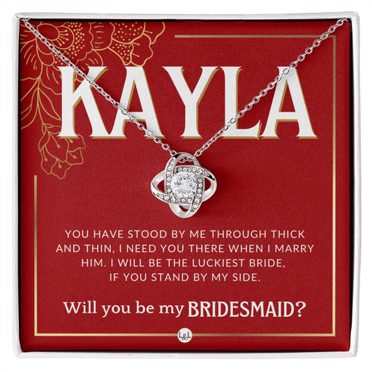Bridesmaid Proposal Custom Name- Wedding Party Jewelry Accessories From Bride - Need You There Necklace - Red and Gold Wedding Theme