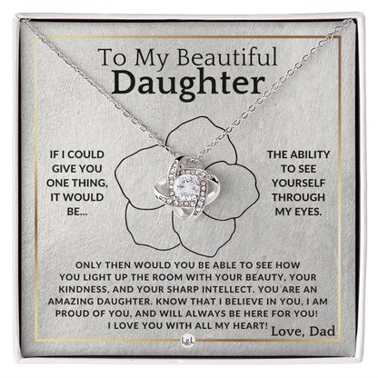Through My Eyes - Elegant Knot Pendant Necklace - Gift From Father to Daughter - Liliana and Liam