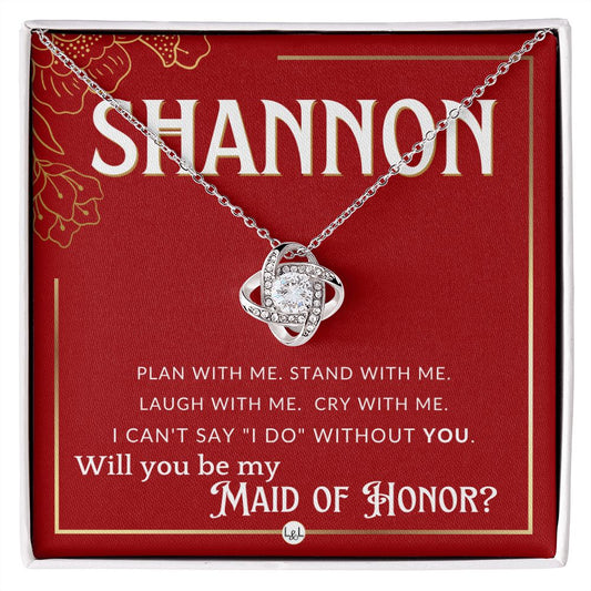 Maid of Honor Proposal, Custom Name - Be My Maid Of Honor, MOH Gift From Bride - Plan With Me Necklace - Red and Gold Wedding Theme