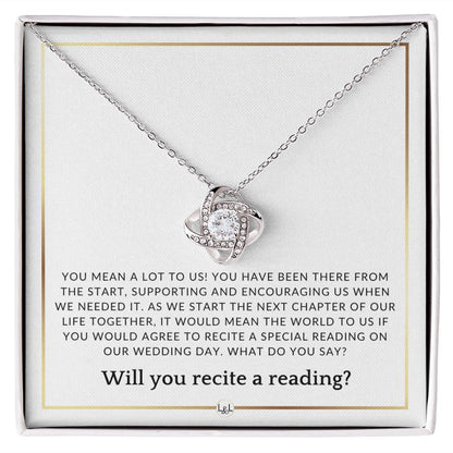 Wedding Ceremony Reader Proposal - Elegant White and Gold Wedding Theme - Liliana and Liam