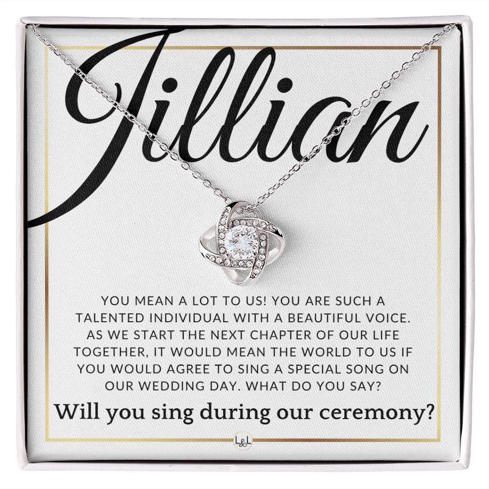 Wedding Ceremony Singer Proposal - Will You Sign At Out Wedding - Custom Name - Elegant White and Gold Wedding Theme