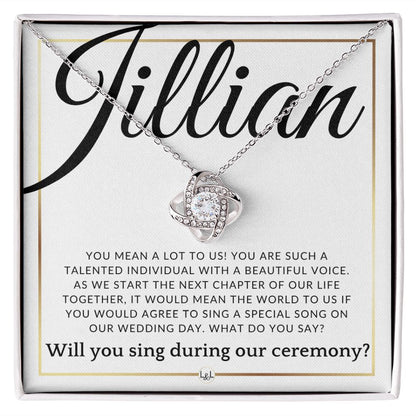 Wedding Ceremony Singer Proposal - Will You Sign At Out Wedding - Custom Name - Elegant White and Gold Wedding Theme