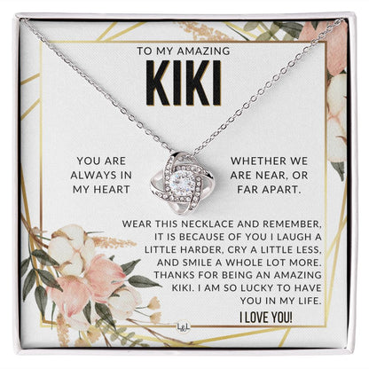 Kiki Gift - Beautiful Women's Pendant - From Granddaughter, Grandson, Grandkids - Great For Mother's Day, Christmas, or Birthday - Liliana and Liam
