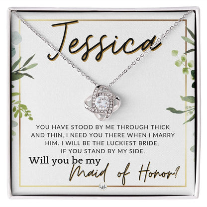 Maid of Honor Proposal, Custom Name - Be My Maid Of Honor, MOH Gift From Bride, Need You There , White and Green, Eucalyptus Wedding
