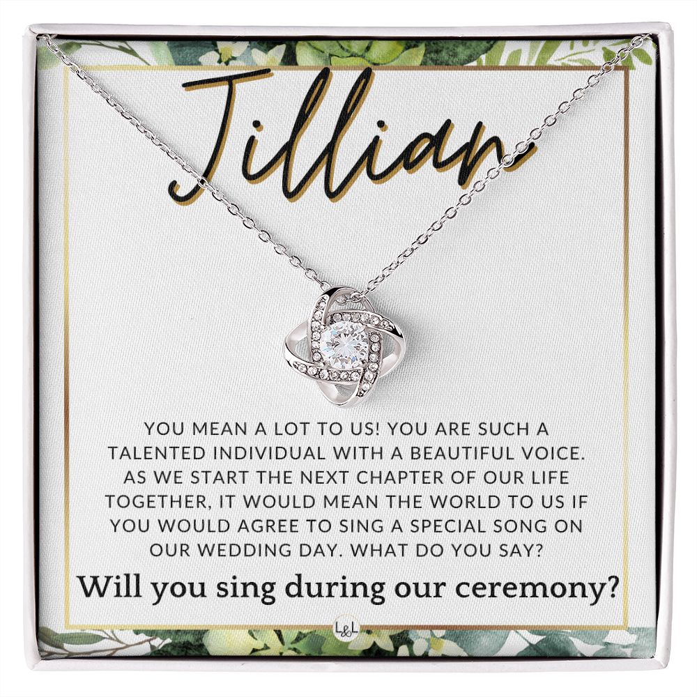 Wedding Ceremony Singer Proposal, Custom Name - Will You Sign At Our Wedding - From The Couple , White and Green, Eucalyptus Wedding