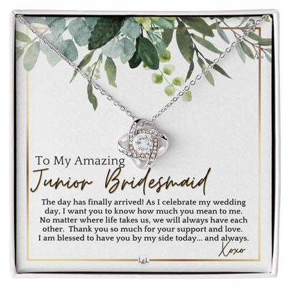 Junior Bridesmaid Gift - On My Wedding Day For Jr. Bridesmaid - Wedding Party Thank You Gift , White and Green, Eucalyptus Wedding - Liliana and Liam