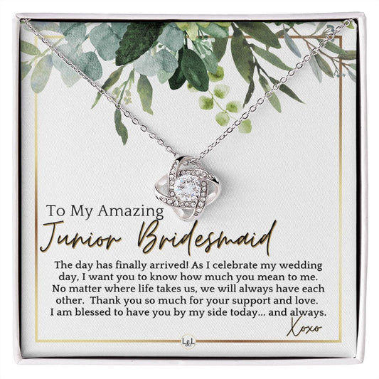 Junior Bridesmaid Gift - On My Wedding Day For Jr. Bridesmaid - Wedding Party Thank You Gift , White and Green, Eucalyptus Wedding - Liliana and Liam