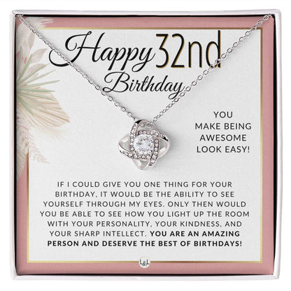 32nd Birthday Gift For Her - Necklace For 32 Year Old - Beautiful Woman's Birthday Pendant Jewelry - Liliana and Liam