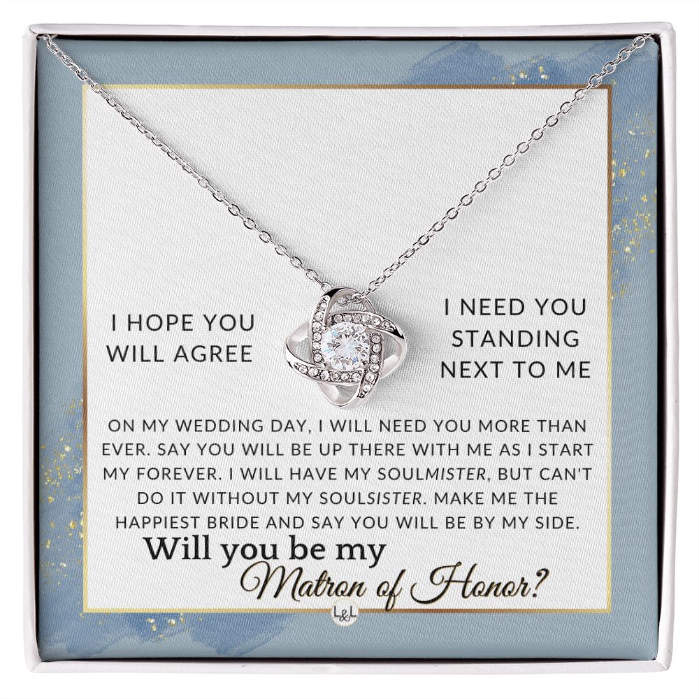 Matron of Honor Proposal Gift - Be My MOH Gift From Bride - By My Side- Wedding Party Accessory , Dusty Blue And Gold Wedding Theme