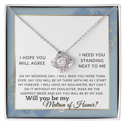 Matron of Honor Proposal Gift - Be My MOH Gift From Bride - By My Side - Wedding Party Accessory , Dusty Blue And Gold Wedding Theme - Liliana and Liam
