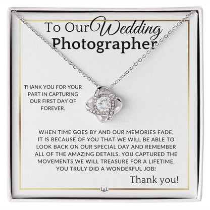 Wedding Photographer Thank You Gift - For Female Photographer - Elegant White and Gold Wedding Theme - Liliana and Liam