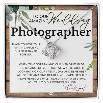Wedding Photographer Gift - Thank You From The Couple - Gratitude Gift, Token of Appreciation , Rustic and Wood Wedding Theme - Liliana and Liam