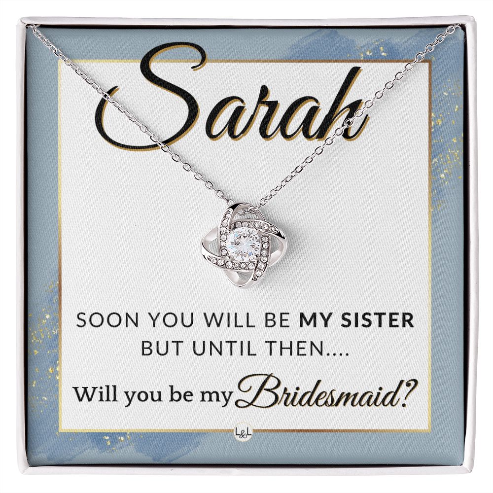 Bridesmaid Proposal, Custom Name - Will You Be My Bridesmaid, Sister in Law - Wedding Party , Dusty Blue And Gold Wedding Theme
