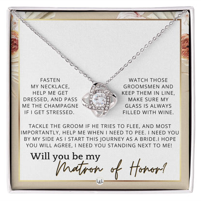 Matron of Honor Proposal Gift - Unique Be My MOH Gift From Bride - I Need You - Wedding Party , Pink Floral and Boho Wedding Theme - Liliana and Liam