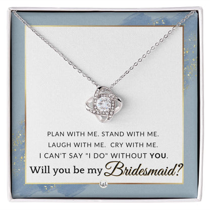 Bridesmaid Proposal, Custom Name - Wedding Party Jewelry Accessory From Bride - Be My Bridesmaid , Dusty Blue And Gold Wedding Theme - Liliana and Liam