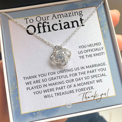 Officiant Gift - Thank You Gift For Wedding Officiant or Pastor - Gratitude and Appreciation , Dusty Blue And Gold Wedding Theme - Liliana and Liam