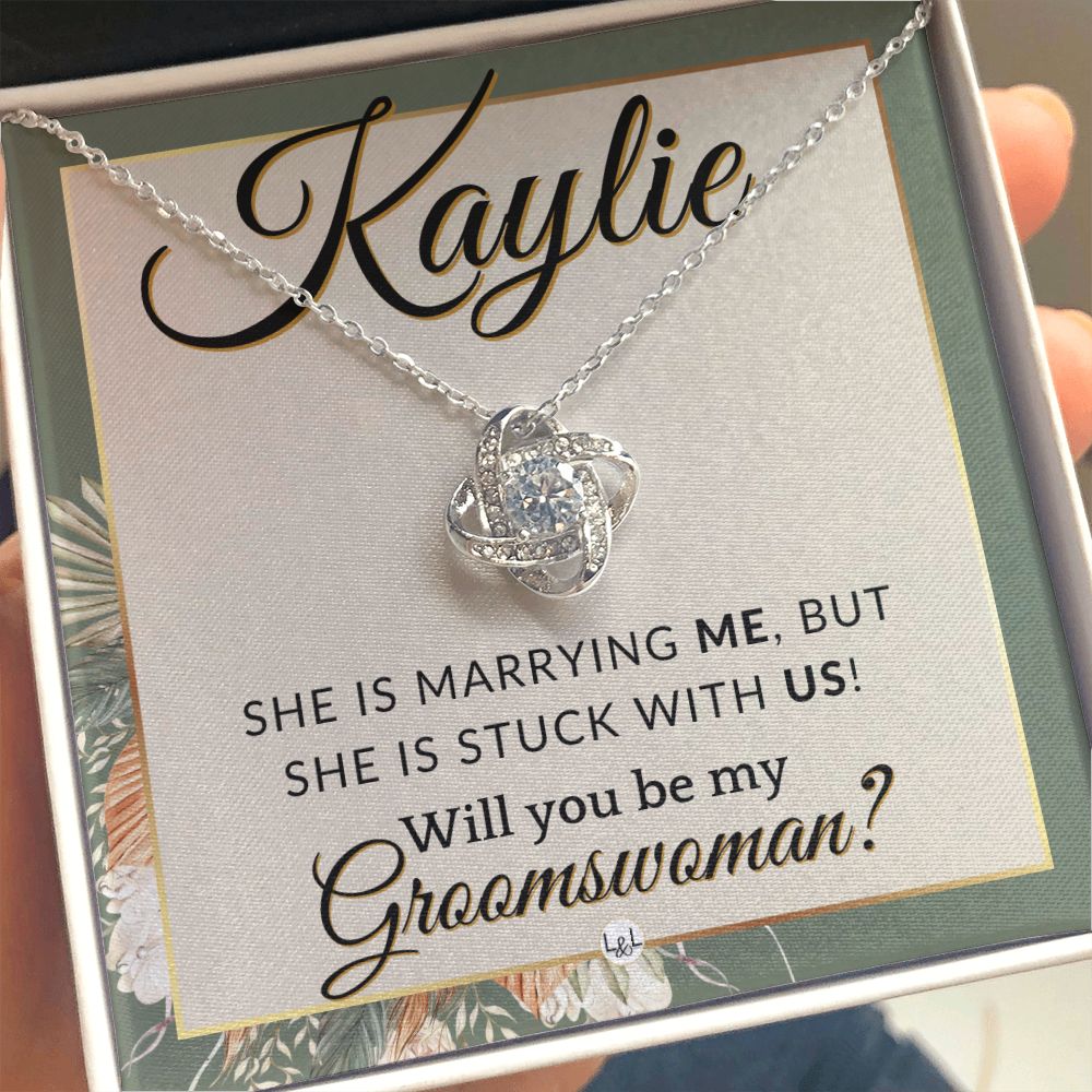 Groomswoman Proposal, Custom Name, From Groom - Be My Groomswoman - Wedding Party Accessories , Sage Green & Boho Wedding Theme