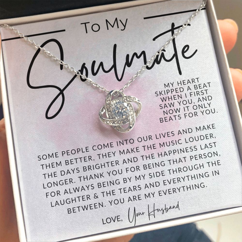 My Soulmate, My Heart Beat - To My Wife Necklace - From Husband - Christmas Gifts, Birthday Present, Wedding Anniversary Gift, Valentine's Day