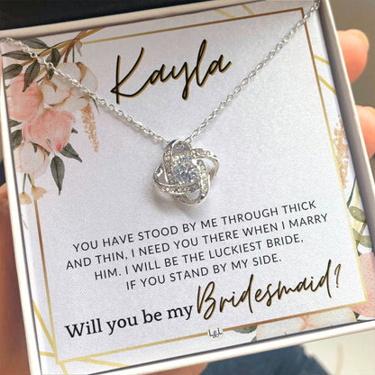 Bridesmaid Proposal Custom Name - Wedding Party Jewelry Accessories From Bride - Need You There , Pink Floral and Boho Wedding Theme - Liliana and Liam