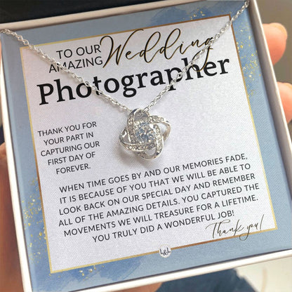 Wedding Photographer Gift - Thank You From The Couple - Gratitude Gift, Token of Appreciation , Dusty Blue And Gold Wedding Theme - Liliana and Liam
