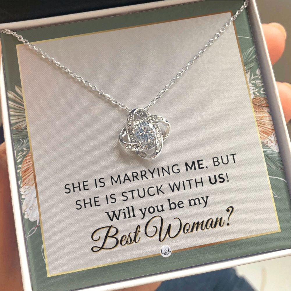 Best Woman Proposal - Gift From Groom - Will You Be My Best Woman - Wedding Party Accessories , Sage Green & Boho Wedding Theme