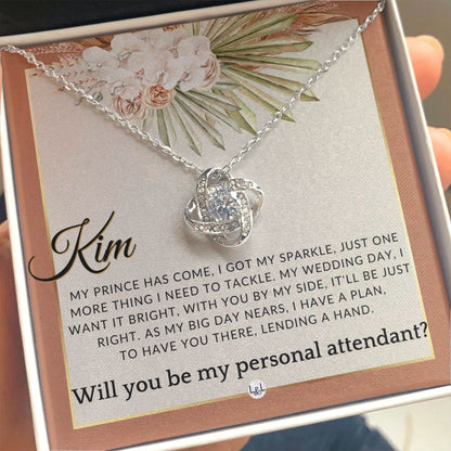 Wedding Personal Attendant Proposal, Custom Name - Wedding Helper - Wedding Party Gift Idea , Terracotta, Rust And Gold Wedding Theme - Liliana and Liam