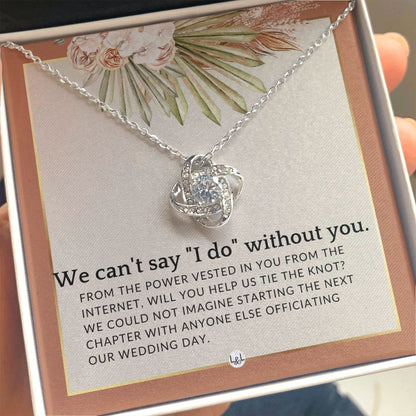 Wedding Officiant Proposal - From The Power Vested In You From The Internet - Female Officiant , Terracotta, Rust And Gold Wedding Theme - Liliana and Liam