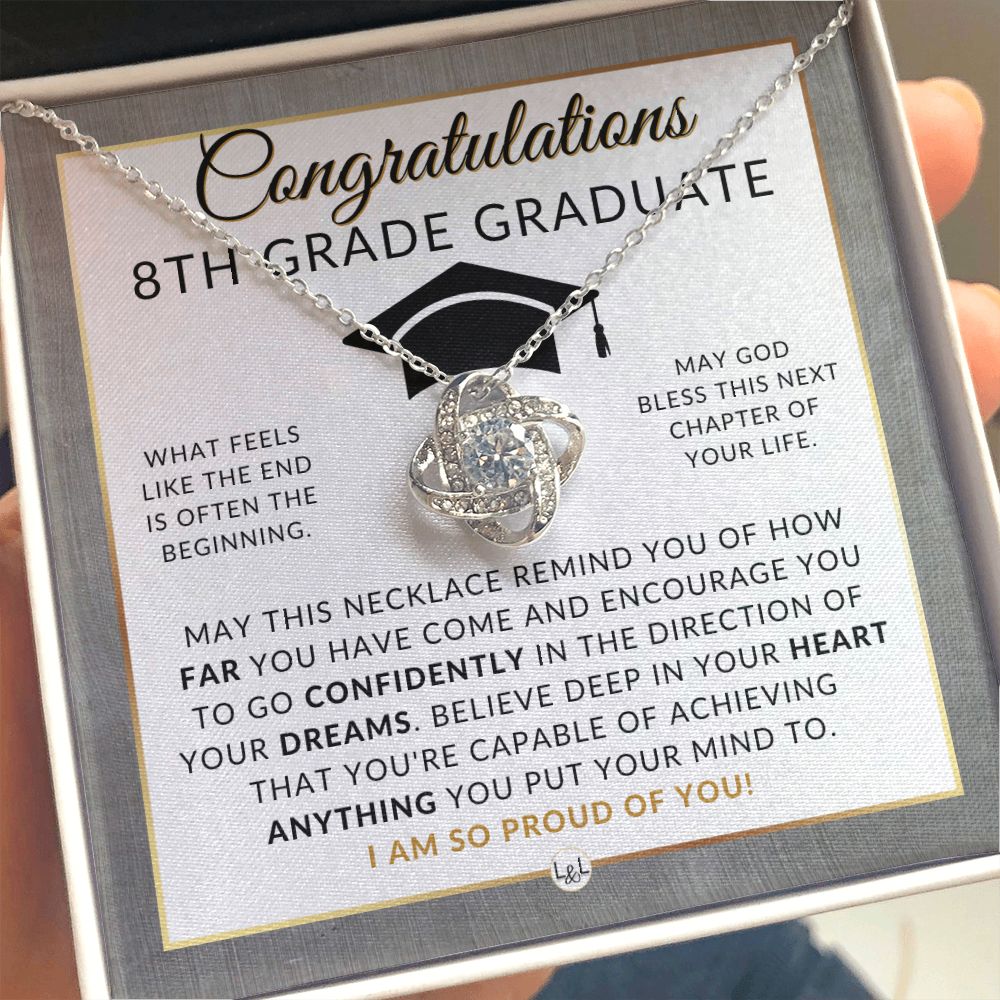 Celebrate Her 8th Grade Graduation with Our Graduation Necklace - Middle School Graduation Gifts For 8th Grade Girl - 2024 Graduation Gift Idea For Her