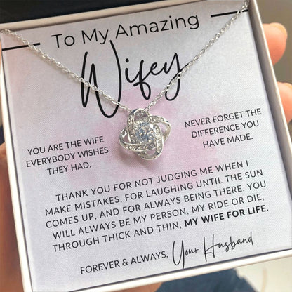 Wifey for Life - To My Wife Necklace - From Husband - Christmas Gifts, Birthday Present, Wedding Anniversary Gift, Valentine's Day