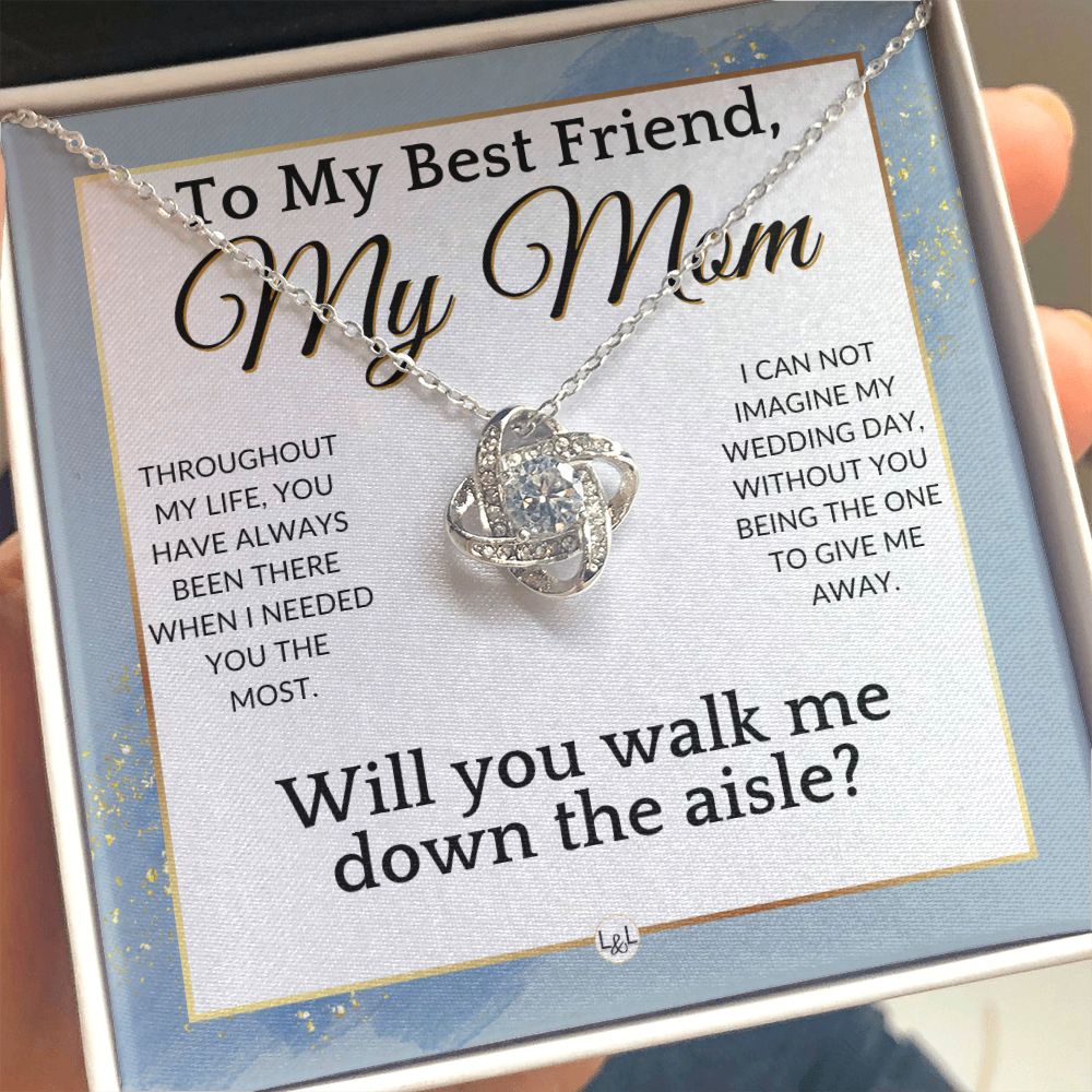 Mom, Will You Walk Me Down The Wedding Aisle, Give Me Away Proposal, Mother of the Bride Gift , Dusty Blue And Gold Wedding Theme