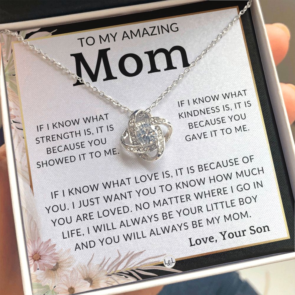 Gift for Mom, From Son - Because You - To Mother, From Son - Beautiful Women's Pendant Necklace - Great For Mother's Day, Christmas, or Her Birthday