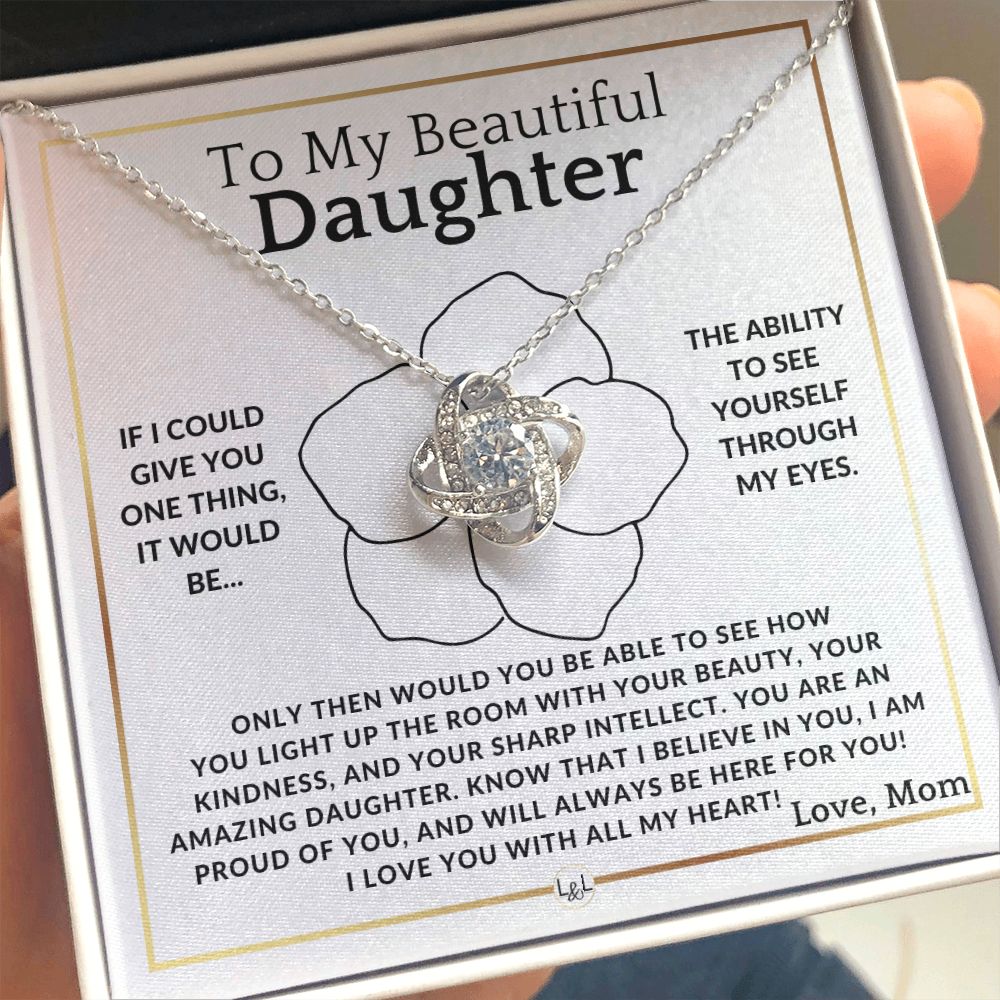 Through My Eyes -To My Daughter (From Mom) - Mother to Daughter Gift - A Great Christmas, Birthday, Graduation, or Valentine's Day Necklace