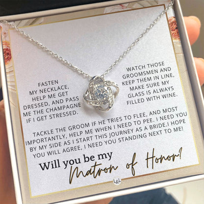 Matron of Honor Proposal Gift - Unique Be My MOH Gift From Bride - I Need You - Wedding Party , Pink Floral and Boho Wedding Theme - Liliana and Liam