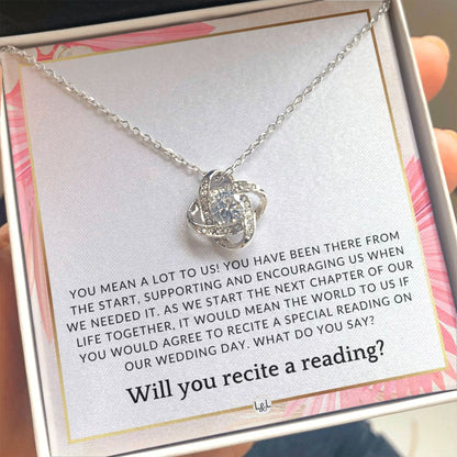 Wedding Ceremony Reader Proposal - Will You Read At Our Wedding - From The Bride and The Groom , Pink Floral and Boho Wedding Theme - Liliana and Liam