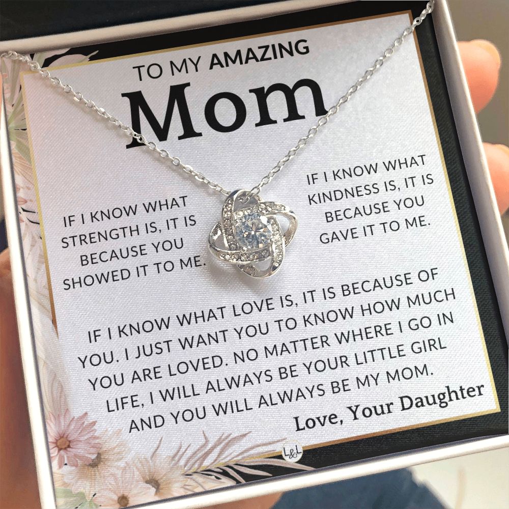 Gift for Mom - Because You - To Mother, From Daughter - Beautiful Women's Pendant Necklace - Great For Mother's Day, Christmas, or Her Birthday
