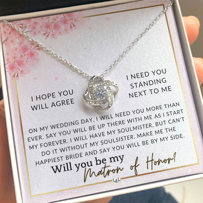 Matron of Honor Proposal Gift - Be My MOH Gift From Bride - By My Side - Wedding Party Accessory , Pink Floral and Boho Wedding Theme - Liliana and Liam