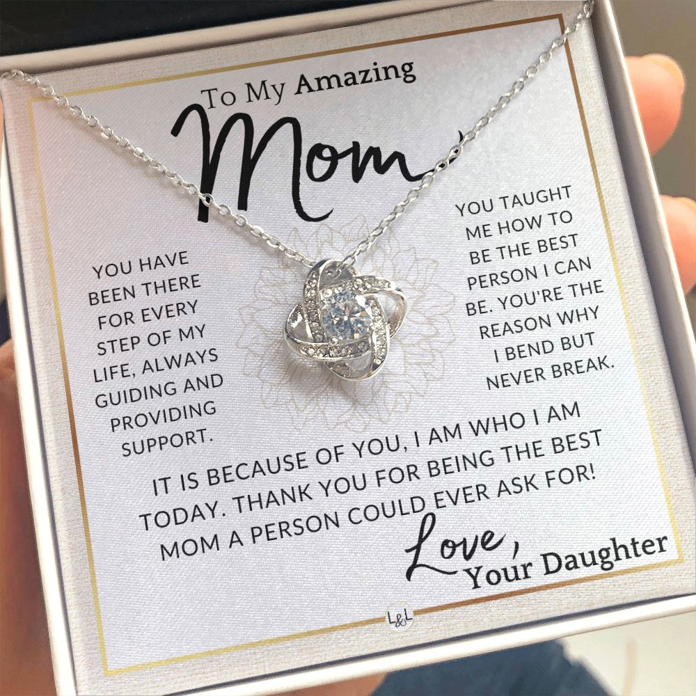 Gift for Mom - Every Step - To My Mother, From Daughter - A Beautiful Women's Pendant Necklace - Great For Mother's Day, Christmas, or Her Birthday