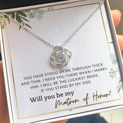 Matron of Honour Proposal Gift - Unique Be My MOH Gift From Bride - Through Thick and Thin , White and Green, Eucalyptus Wedding - Liliana and Liam