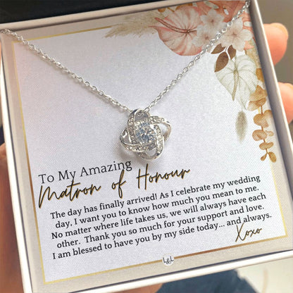 Matron of Honour Thank You Gift - On My Wedding Day Gift From Bride - Wedding Party Accessories , Pink Floral and Boho Wedding Theme - Liliana and Liam