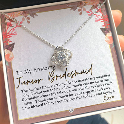 Junior Bridesmaid Gift - On My Wedding Day For Jr. Bridesmaid - Wedding Party Thank You Gift , Pink Floral and Boho Wedding Theme - Liliana and Liam