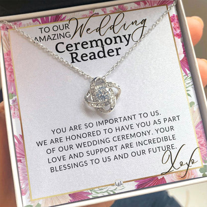 Wedding Ceremony Reader - Great Thank You Gift From Bride and Groom - Gratitude & Appreciation , Pink Floral and Boho Wedding Theme - Liliana and Liam