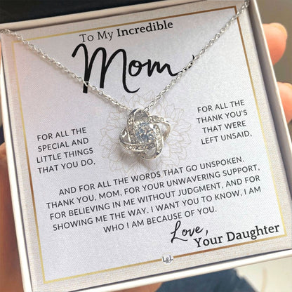Gift for Mom - The Little Things - To My Mother, From Daughter - A Beautiful Women's Pendant Necklace - Great For Mother's Day, Christmas, or Her Birthday