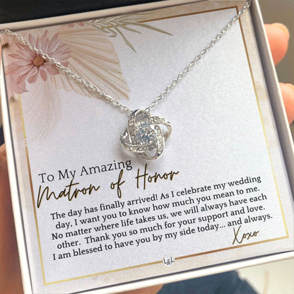 Matron of Honor Thank You Gift - On My Wedding Day MOH Gift From Bride - Wedding Party Accessory , Pink Floral and Boho Wedding Theme - Liliana and Liam
